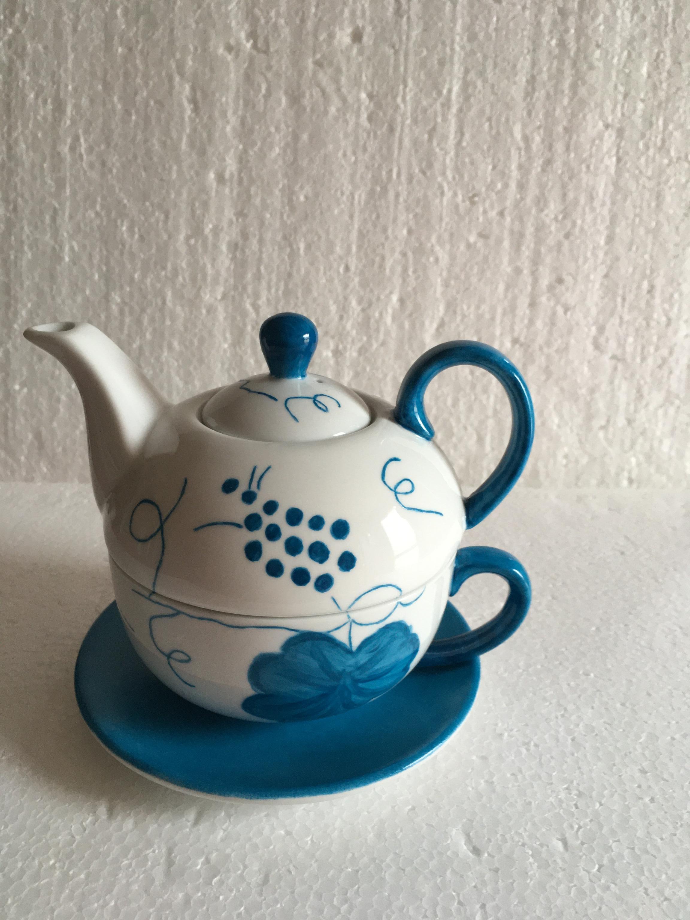 Repose sachet de thé en forme de théière en céramique blanc 10 x